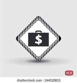 Icon briefcase. Dollar sign. Flat design style. Made vector illustration