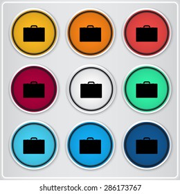 Icon briefcase. Flat design style. Made in vector. Emblem or label with shadow.