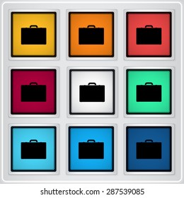 Icon briefcase. Flat design style. Made in vector. Emblem or label with shadow.