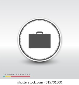 Icon briefcase. Flat design style. Made in vector. Emblem or label with shadow.