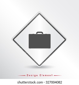 Icon briefcase. Flat design style. Made in vector. Emblem or label with shadow.