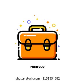 Icon Of Briefcase For Investment Portfolio Concept. Flat Filled Outline Style. Pixel Perfect 64x64. Editable Stroke