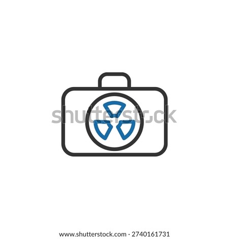 Icon of a briefcase with the radioactive symbol, representing the transport of radioactive materials.