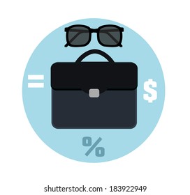 Icon briefcase and sunglasses. Business concept