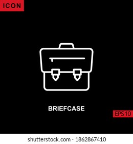 Icon briefcase vector on black background. Illustration line, linear, outline and lineal icon for graphic, print media interfaces and web design.