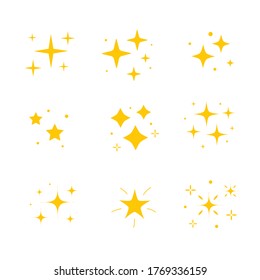 Icon bright twinkle. Sparkles icon set. Yellow gold star element, light