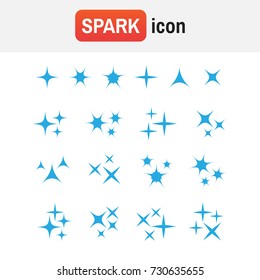 Ícone brilhante brilho. Conjunto de ícones Sparkles. Elemento estrela, luz