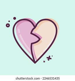 Icon Broken Heart. related to Valentine's Day symbol. MBE style. simple design editable. simple illustration