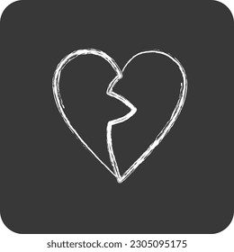 Icon Broken Heart. related to Valentine's Day symbol. chalk Style. simple design editable