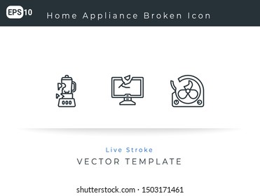 Icon Broken Home Appliance For Website, Infographic Element. Vector Illustration