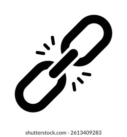 Icon of a broken link chain symbolizing connectivity issues