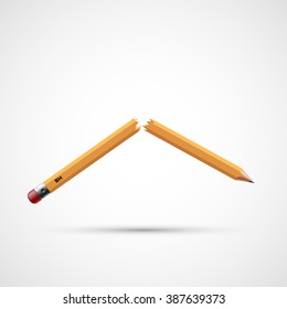 Icon Broken Pencil. Stress And The Failure. Stock Vector Illustration.