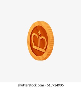 An icon for bronze coin from side view. 3D vector illustration. The third place award.
