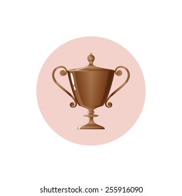 Icon bronzed cup of winner, icon  trophy cup , vector illustration