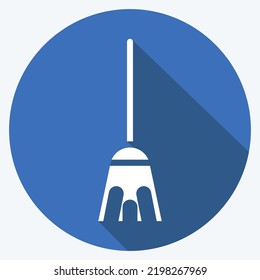 Icon Broom. suitable for Kids symbol. long shadow style. simple design editable. design template vector. simple illustration