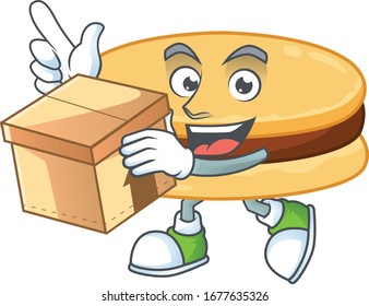 An icon of brown alfajor mascot design style with a box