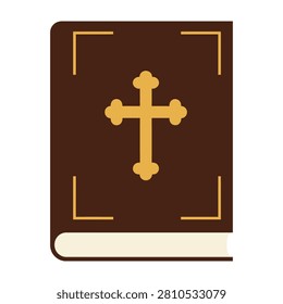 Icon of a brown book with a gold cross on the cover, symbolizing faith and spirituality