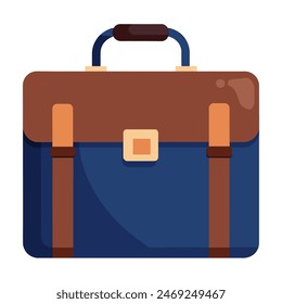 Icon for Brown Business Briefcase with handle, modern design, for office and corporate use