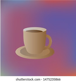 Icon brown coffee mug on a saucer