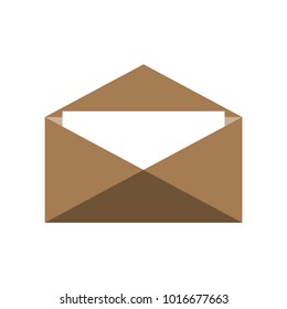 icon of brown envelope have message inside. e-mail symbol