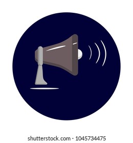 icon of brown megaphone with stand on a dark blue background