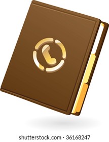 Icon of brown notebook. Vector illustration.