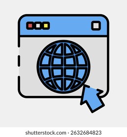Icon browser. Internet network elements. Icon in filled line style.