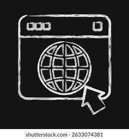 Icon browser. Internet network elements. Icon in chalk style.