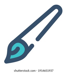 pincel de icono para pintar y dibujar usando el estilo de línea rellena y el color azul