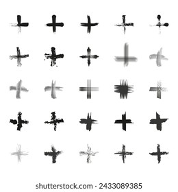 Icon brush strokes. Abstract artistic set. Textured, minimalist design. Vector illustration. EPS 10.
