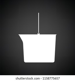 Icon of bucket. Black background with white. Vector illustration.