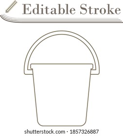 Icon Of Bucket. Editable Stroke Simple Design. Vector Illustration.