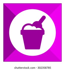 Icon of bucket filled with sand and scoop