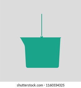 Icon of bucket. Gray background with green. Vector illustration.