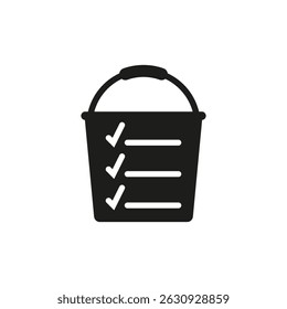 Icon of a bucket list with checkmarks and lines. Vector illustration on white background.
