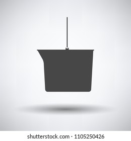 Icon of bucket on gray background, round shadow. Vector illustration.