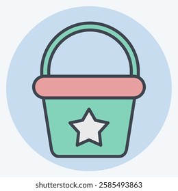 Icon Bucket. related to Kindergarten symbol. color mate style. design editable