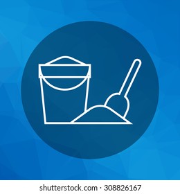 Icon of bucket with sand and spade