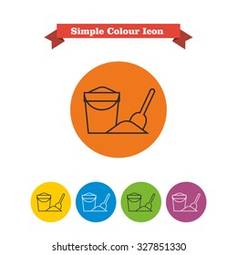 Icon of bucket with sand and spade