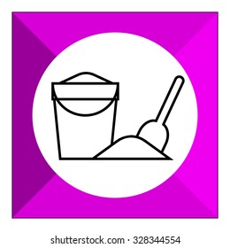 Icon of bucket with sand and spade