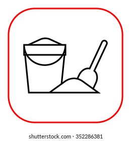 Icon of bucket with sand and spade