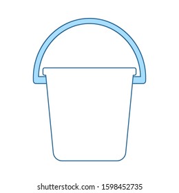 Icon Of Bucket. Thin Line With Blue Fill Design. Vector Illustration.