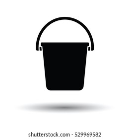 Icon of bucket. White background with shadow design. Vector illustration.