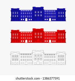 Icon of Buckingham Palace in London, United Kingdom. Beautiful vector illustration.