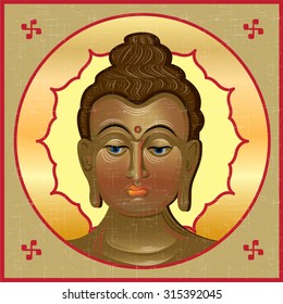 Icon of Buddha in the Byzantine style.Vector  illustration. 