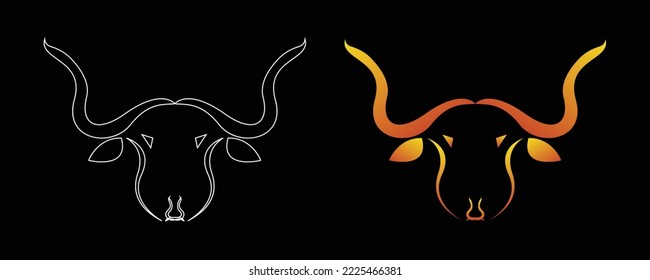 icon buffalo with color and background black,vector illustration	