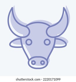 Icon Buffalo. related to Animal Head symbol. two tone style. simple design editable. simple illustration. cute. education