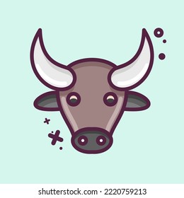 Icon Buffalo. related to Animal Head symbol. MBE style. simple design editable. simple illustration. cute. education