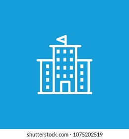 Icon of building with flag on top. University, library, government. Building concept. Can be used for topics like architecture, government, real estate.