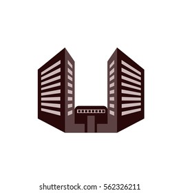 Icon building. The logo of the apartment building. Vector